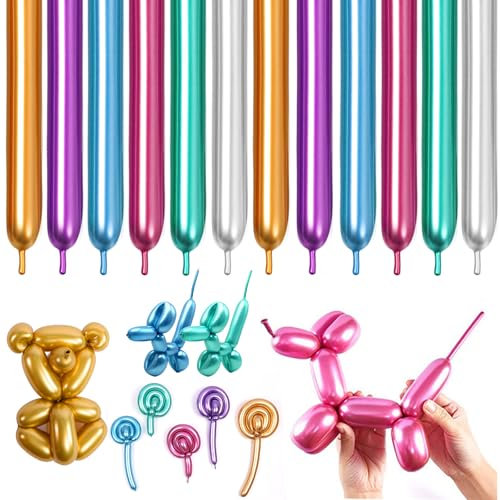 Boyigog Luftballons100 Stück Modellierung Ballons, Langer Ballons 9 color DIY Metallic Magische Luftballons Tierballons Mehrfarbenballons für Kindergeburtstag Party Hochzeit Dekoratio