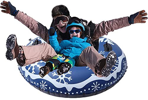 Aufblasbare Schlitten für Erwachsene Kinder - JanTeelGO Snow Tube Reifen Schneereifen Rutschreifen 120cm mit Griffen,Kratzfest,Frostbeständig für Wintersport Outdoor (Schneeflocke Snowtube)