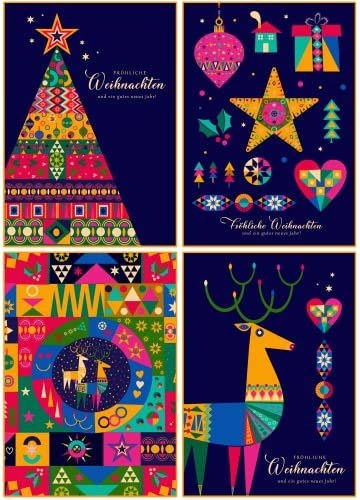 the lazy panda card company 40 x recycelte weihnachtskarten mit umschlag set - modernem Design