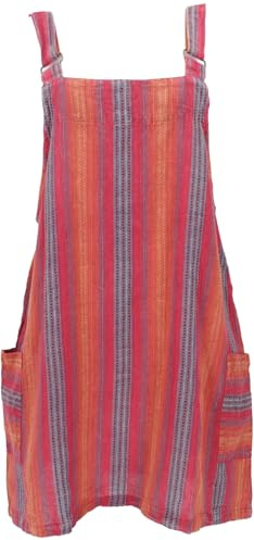 GURU SHOP Randig hängselklänning, hängselklänning, dam, bomull, kjolar/korta alternativa kläder, Röd/orange, 40