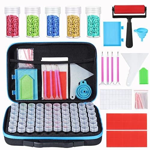 Kinsinder 60 Slots 5D Diamond Painting Zubehör Boxen, Diamond Painting Aufbewahrungsbox für DIY Diamant Malerei Zubehör DIY Kunst Handwerk (Blau)