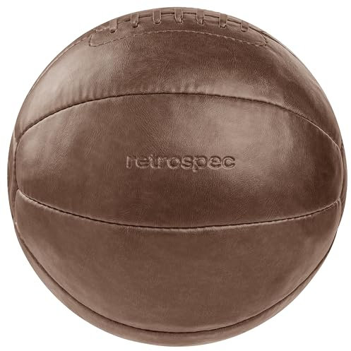 Retrospec Core Weighted Medizinball 1,8 kg, 100% Leder mit stabilem Griff für Krafttraining, Genesung, Balanceübungen und andere Ganzkörpertraining