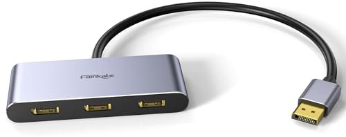 fairikabe Splitter DisplayPort 1.4 a 3 porte, DisplayPort MST Hub Monitor Splitter, singolo 8K, Dual 4K 120Hz 60Hz e 1080p 60Hz Computer MST Hub, solo Windows