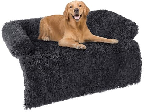 HMTOPE Hundebett, Anti-Bewuchs Hundedecke, Hundesofa, Sofaschutz, Waschbar und rutschfest Hundekissen für Mittelgroße und Grosse Hunde, Größe XL, 110 x 95 x 18 cm, Dunkelgrau