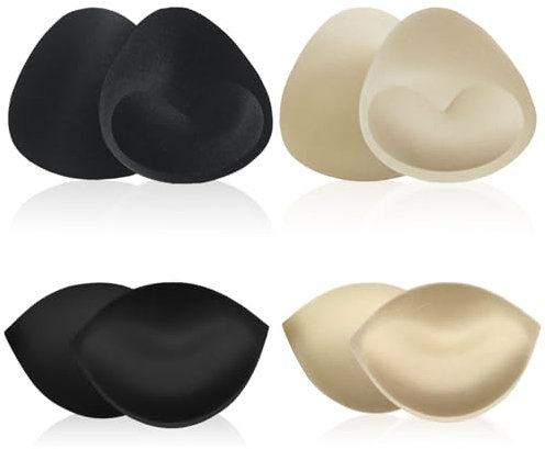 FUIPVGI 4 Pairs Bra Pads Inserts,Bra Inserts,Removable Push Up Breast Enhancer Bra Foam Sponge Pads Bra Pads Inserts,Bra Inserts Push Up for Bikini Lingerie Top Swimsuit (2 colors)