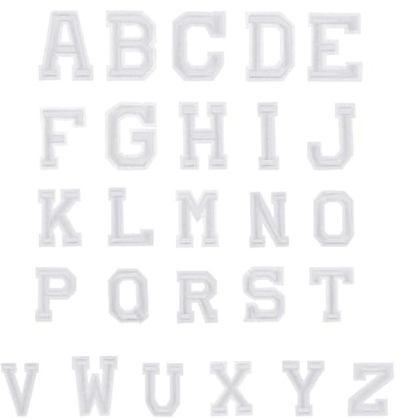 26 Pezzi Bianco Lettere Toppe Termoadesive, A-Z dell'alfabeto Toppe da Cucire Stirare, Ricamate Tessuto Patch Applique, Cucite su Patch Adesivi per Vestiti Giacche Borse Riparazione Decorativa