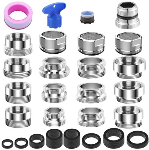 20 pezzi Kit Adattatore Rubinetto, Adattatore per Lavello Cucina, Adattatori Aeratore per Maschio e Femmina, per Collegare Filtri Acqua e Tubo Giardino