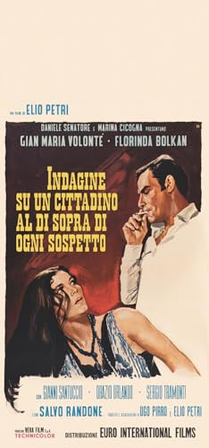 Generico Poster Indagine su un cittadino al di sopra di ogni sospetto – Locandina Vintage 33x70 cm | Gian Maria Volonté | Elio Petri | Stampa Artistica su Carta Patinata – SACWEBPHOTO