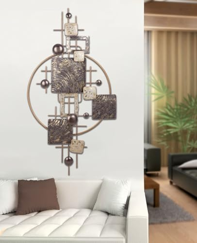 Casablanca Väggrelief Orbit av metall antracitfärger/guldfärgad torkad/glänsande 80 x 160 cm väggdekoration konstdesign, hemtillbehör