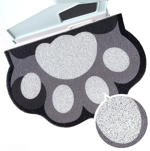 Rarenut Cute Cat Litter Mat 24”x16”, Litter Box Mat, Litter Trapping Mat, Soft on Kitty Paws, Easy Clean, Anti Slip, Pet Accessories, Door Floor mats - Grey White60*40