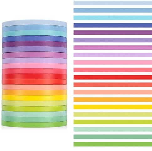 Skrfren 20 Rollen Washi Tape Set, diy dekorative Handbuch Band Regenbogenfarben Masking Tape Regenbogen Masking Tapes, Beschreibbar Klebeband Bunt für Heimwerker Dekoratives Handwerk Scrapbook