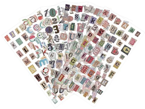 Matwsec 24 Sheet Vintage Letter Stickers, Self Adhesive Alphabet Stickers for Scrapbooking, Cute Scrapbook Supplies for Notebooks, DIY Crafts, Home Decor, Door, Mailbox, Water Bottle