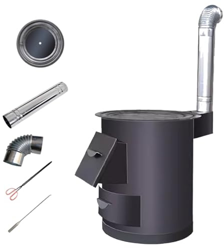 Estufa De Leña Multifuncional Sin Humo Estructura De Acero Resistente Y Estable, Múltiples Anillos De Horno Para Cocinar Y Hervir Agua, Calefacción Doméstica, Interior/exterior(30 * 30 * 36CM)