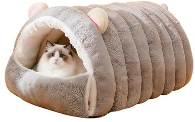 Galatée Cama Cueva para Gatos, Tienda De Campaña para Mascotas con Base Antideslizante, Bonita Casa para Gatos, Refugio Suave y Cálido para Mascotas, Cama Suave y Cómoda para Perros(M, Gris)