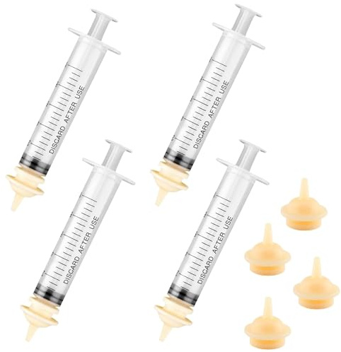 4 Pcs Pet Feeding Syringe and Teats,Silicone Puppy Milk Feeding Bottles,Bite-Resistant Kitten Milk Bottle Feeder,Bottle with Accurate,Pet Accessories for Puppies,Kitten,Squirrels,Rabbit