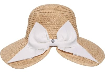 LOEVENICH stylischer Damen Strohhut mit großer Schleife in One Size - modisches Highlight im Sommer Cream