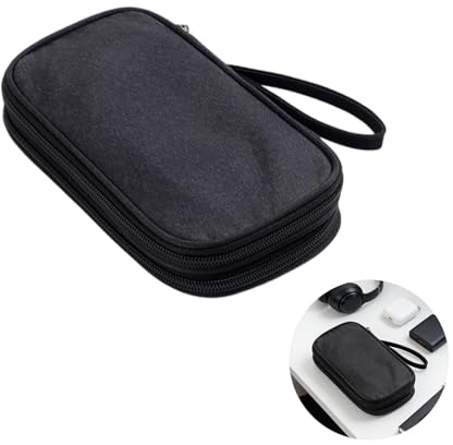 Kabelväska organisatör elektronik tillbehör väska dubbla lager reseprylar organisering för kabel powerbank SD-kort vattentät oxfordtyg svart liten tech pouch resa Essentials män