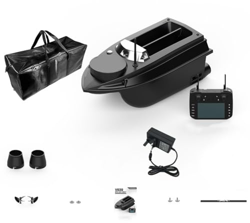 MECHIX V030 Remote Control Bait Boat for Fishing Lovers, 3kg Large Capacity, 12V RC Bait Boat with 9 Fishing Zones and 180 Waypoints, Two Batteries (Basic Version)
