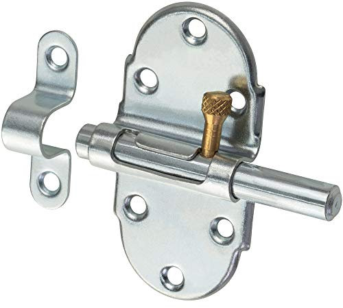 Gedotec Türriegel Metall Möbel-Riegel Grendelriegel mit Feder-Sicherung - H7006 | Feder-Riegel-Bolzen mit Hub 25 mm | Stahl vernickelt poliert | 1 Stück - Türverschluss für Möbel, Türen & Schränke