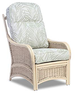 Desser Chelsea Conservatory Chair in Tropical Fabric – Wicker Weave Luxury Real Cane Rattan Indoor Conservatory Furniture with UK Manufactured Cushions – Armchair Dimensions: H105cm x W63cm x D88cm