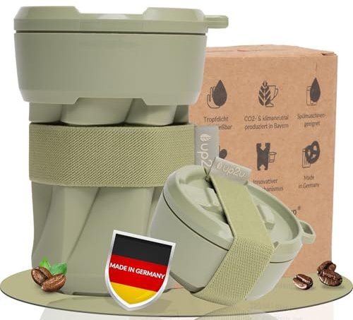 MuC My useful Cup® – Faltbarer Coffee-to-go Becher versch. Farben | klimaneutral | Made in Germany | Reisebecher | Mehrwegbecher für unterwegs | 100% recycelbar | 100% BPA-frei | Kaffeebecher 350ml…