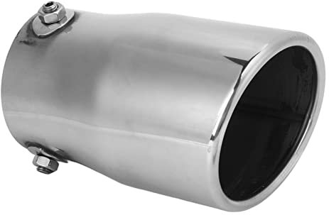 Punta di Scarico, Silenziatore di Scarico Universale Argento Punta di Scarico in Acciaio Inossidabile 76 Mm / 2,99 Pollici Ingresso 89 Mm / 3,50 Pollici Uscita per Auto