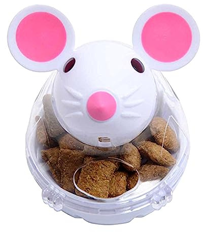 pologmase Dispensador de golosinas para gatos – Bola de comida para mascotas con forma de ratón – Juguete de alimentación lenta para gatos pequeños, previene la obesidad, ajusta la dieta y el