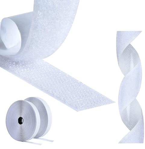 AIQInu Belcro Adhesivo Doble Cara,5 Metros Hook y Loop Auto Adhesivo,16mm Ancho Reutilizable Nylon Doble Cinta Cara Extra Fuerte para Oficina,Doméstica,Bricolaje