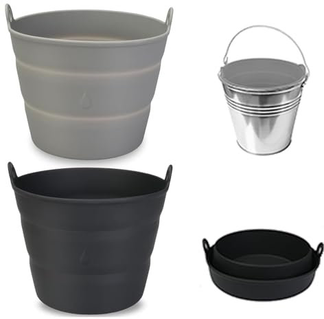 Revestimiento del Tambor de Grasa 2 Piezas Revestimiento del Cubo de Aceite Cubo de Silicona plegatin Accesorios Barbacoa Accesorio de Parrilla Forro de Cubo de Grasa Plegable