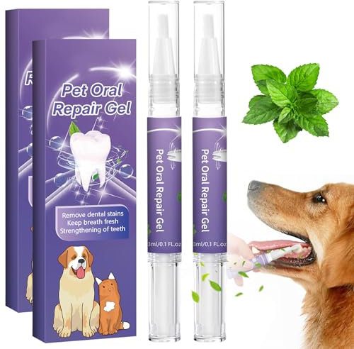 2 Stück Pet Oral Repair Gel, 20 g Pet Oral Repair Gel für Hunde Katzen Pet Mint Atemerfrischer Zahnstift Entfernen von Zahnstein Haustier Zahnpasta für Hunde, Cat Pet Oral Repair Gel oder Hunde Pet Za