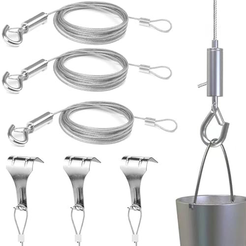 6 PCS Picture Rail Hooks, 2M/6.56FT Picture Rail Hooks and Wire, Invisible Loop Cord, Picture Rail Hangers, Picture Hanging Kit Used for Hanging Photo Frames and Posters Hold Up to 20kg/45lbs