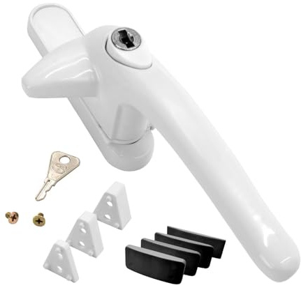 Universal Cockspur Key-Locking Window Handle Kit - Right, White/Black