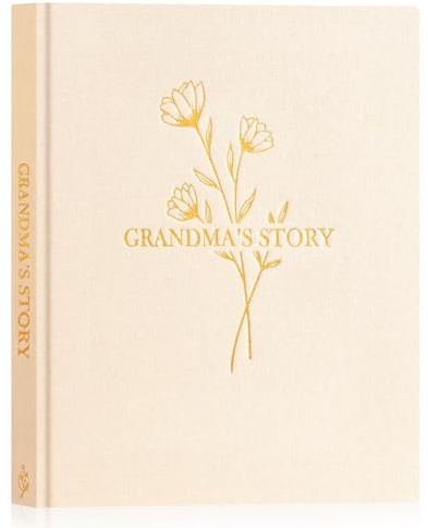 Lanpn Grandma Life Story Book Journal with 260+ Prompts, Linen Hardcover Grandmother Guided Journal Memory Keepsake Book to Fill Out, Birthday Mother's Day Christmas Gift for Grandmas, Beige