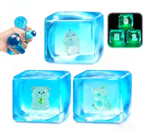 SPERMUOY Squishy würfel Weihnacht Stressbälle,3pcs Antistressbälle für Kinder Erwachsene, Squeeze Spielzeug Squishies Ball, Anti Stress Spielzeug Bälle, Ice Cube Fidget Toy