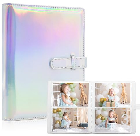 Fotoalbum 15 x 10 cm - 152 Taschen Vegan Leder Cover Memory Album Buch, Geeignet für Familie Hochzeit Jungen Mädchen und Babys Aufbewahrung (Magisches Silber)