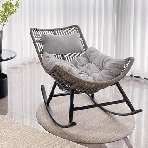 Fauteuil à bascule inclinable avec coussin rembourré pour un confort intérieur et extérieur sur la terrasse, le salon, la crèche, le porche et le jardin