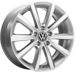 Volkswagen Cerchio in Lega Merano, Compatibile con T-Cross/Taigo, Alluminio, Brillantsilber, 16 Pollici, 6,0J x 16, PCD 100/5, ET 35mm