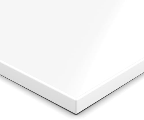 AUPROTEC Piano da scrivania 28 mm, 140 x 70 cm, impermeabile e antigraffio, ideale per tavoli regolabili in altezza in casa e in ufficio, bianco cristallo, bordo in ABS da 2 mm