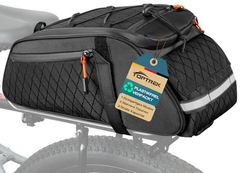 toptrek 3-i-1 cykelväskor för bagagehållare 10 l vattentät | Cykelväska bagagehållare, bagagehållare väska med bärhandtag och axelrem