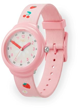 HOLI – Montre Enfant Pédagogique Analogique | Apprendre l'Heure | 3-8 Ans | Bracelet Nylon Rose | Étanche 3 ATM | Marque française