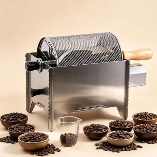 Elektrisk kafferostare med variabel hastighet 0-60 varv/min Sieve | Avtagbar rosttrumma i rostfritt stål med hastighetskontrolladapter, bärbar kafferostare