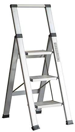 Homelux 710026 Escalera Domestica Plana, Aluminio, 3 Peldaños