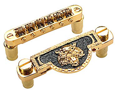 Alnicov Tune-O-Matic Saitenhalter für E-Gitarre, Steg und Rollsattel, goldfarbener Tigerkopf
