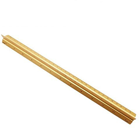 Powertool - Righello triangolare in alluminio, 1:20, 1:25, 1:50, 1:75, 1:100, 1:125, standard 30,5 cm, per architetti, studenti, disegnatori e ingegneri (oro - alluminio)
