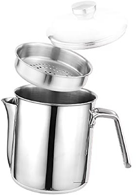 1.8 Liter Fetttrennkanne Fettabscheider Öl Fett Abscheider Öl Suppe Sieb Tasse Mit Deckel Edelstahl Ölfilter Suppenschüssel Ölabscheider 1800ML