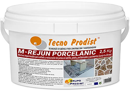 M-REJUN PORCELANIC de Tecno Prodist - (2,5 Kg, Blanco) - Mortero para Lechada impermeable azulejos y suelos. Pavimentos cerámicos, ladrillos, piedra, etc. (Junta ancha de 4 a 20mm)