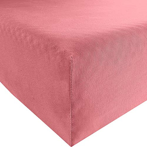 REDBEST Spannbettlaken Denver Elasthan-Jersey-Stretch Altrosa Größe 90x190 cm - 100x200 cm - besonders weich und anschmiegsam, bügelfrei, mit Rundumgummi