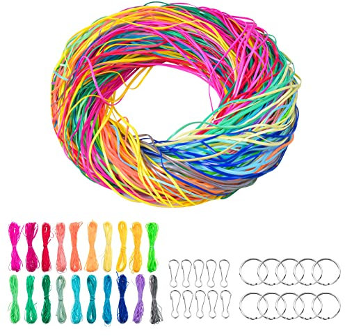 Yuknees Scoubidou Bänder Set 20 Farben Scoobidoobänder Scooby Doo Bänder Flechtschnüre mit Karabinerhaken Schlüsselanhänger Freundschaftsarmband Plastikschnüre für Armbänder
