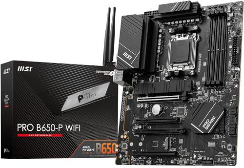 MSI PRO B650-P WIFI Motherboard, ATX - Supports AMD Ryzen 7000 Series Processors, AM5 - DDR5 Memory Boost 6000+MHz/OC, 2 x PCIe 4.0 x16, 2 x M.2 Gen4, Wi-Fi 6E