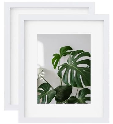 EGOFINE 12x10 Photo Frames Set of 2,Wood Picture Frames with Acrylic Glass,10x12 Poster Frame with Mount, Frame for 10x12 Print and 6x8 Picture Photo,Tabletop and Wall Mounting Display,White